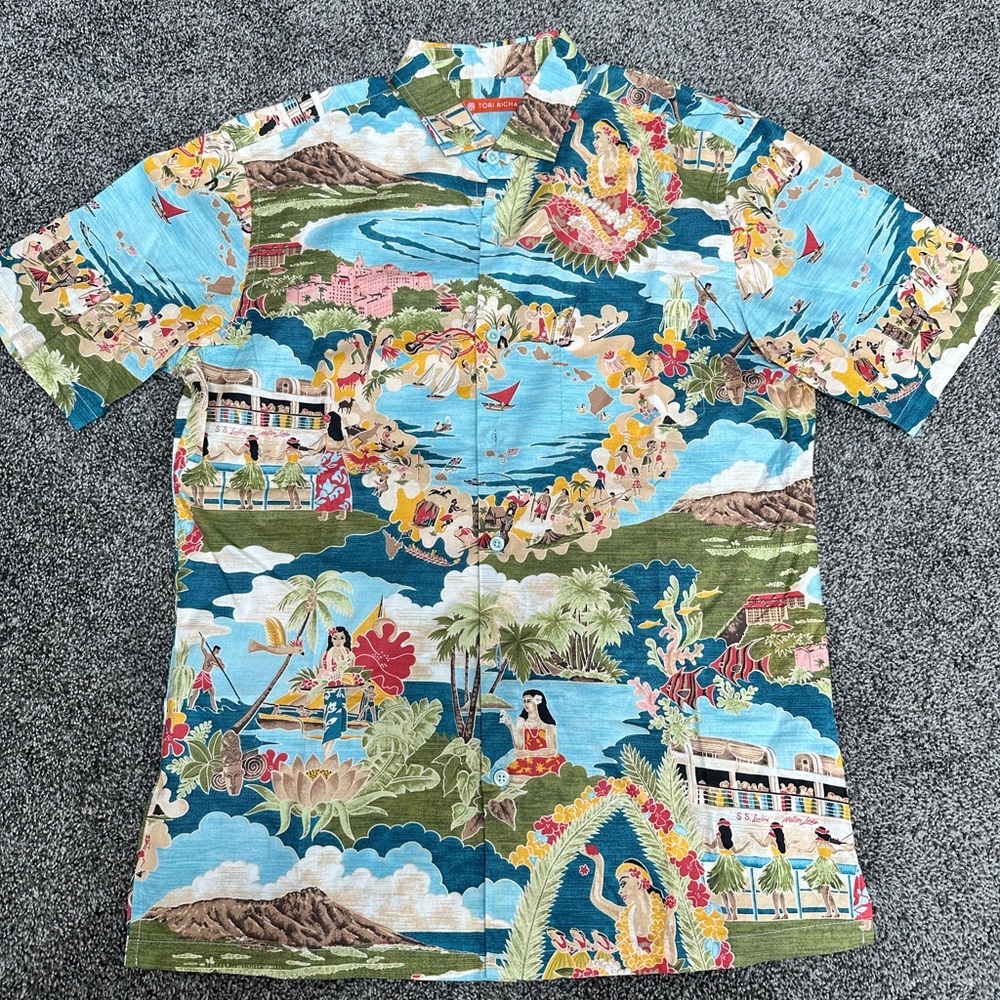 Tori Richard Hawaiian Tropical Button Up Shirt Mens Small Cotton Lawn